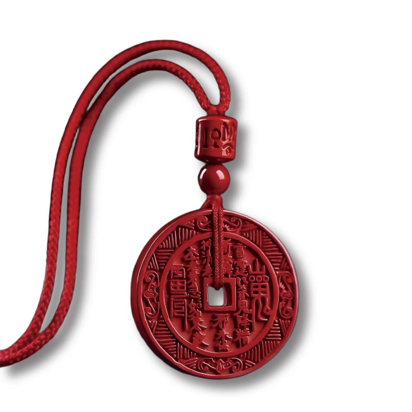 Natural Cinnabar Ore Shangui Coin Pendant