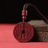 Natural Cinnabar Ore Shangui Coin Pendant