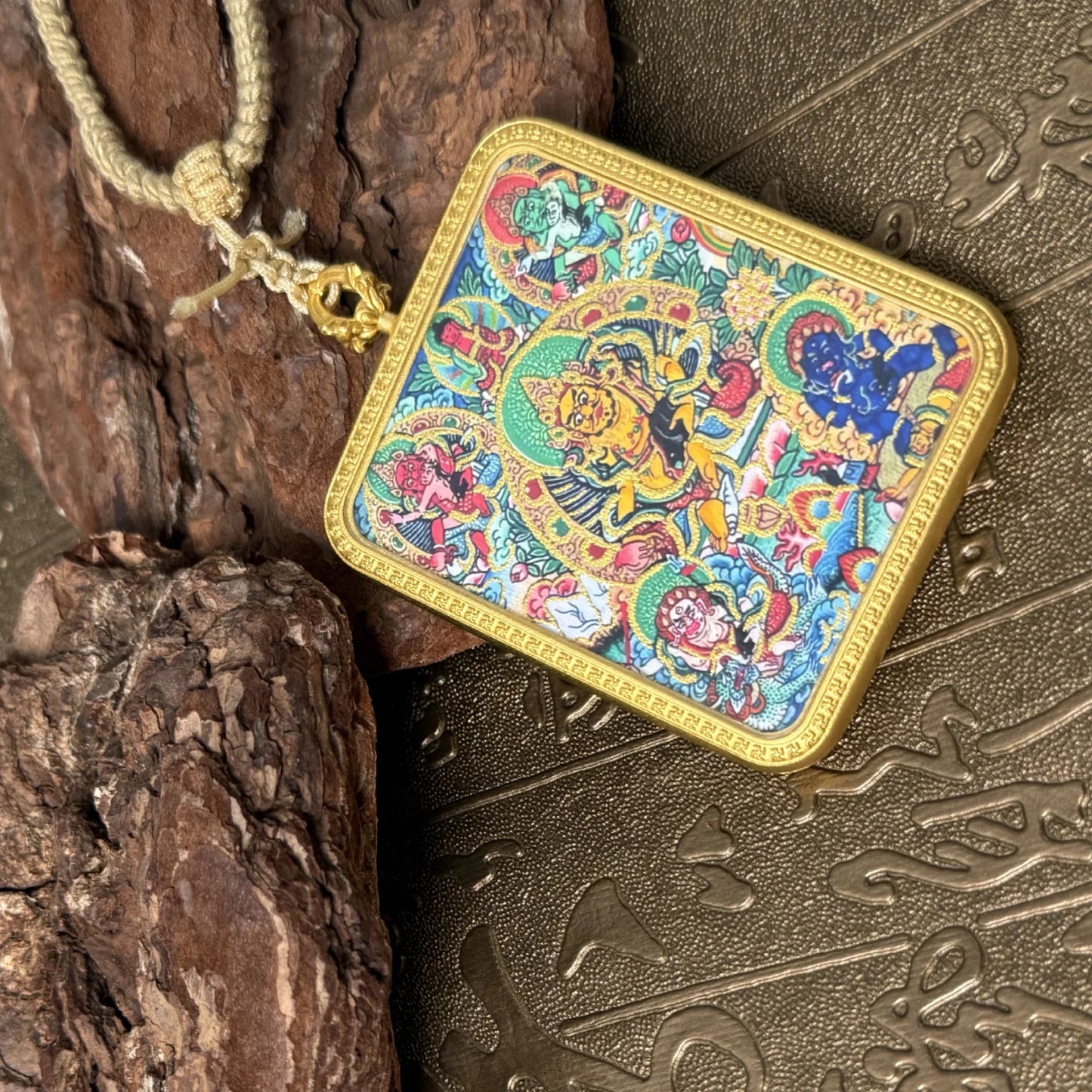 Hand-Painted Gold-Traced Tibetan Yellow Jambhala