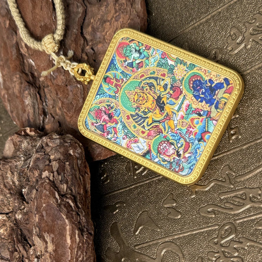 Hand-Painted Gold-Traced Tibetan Yellow Jambhala