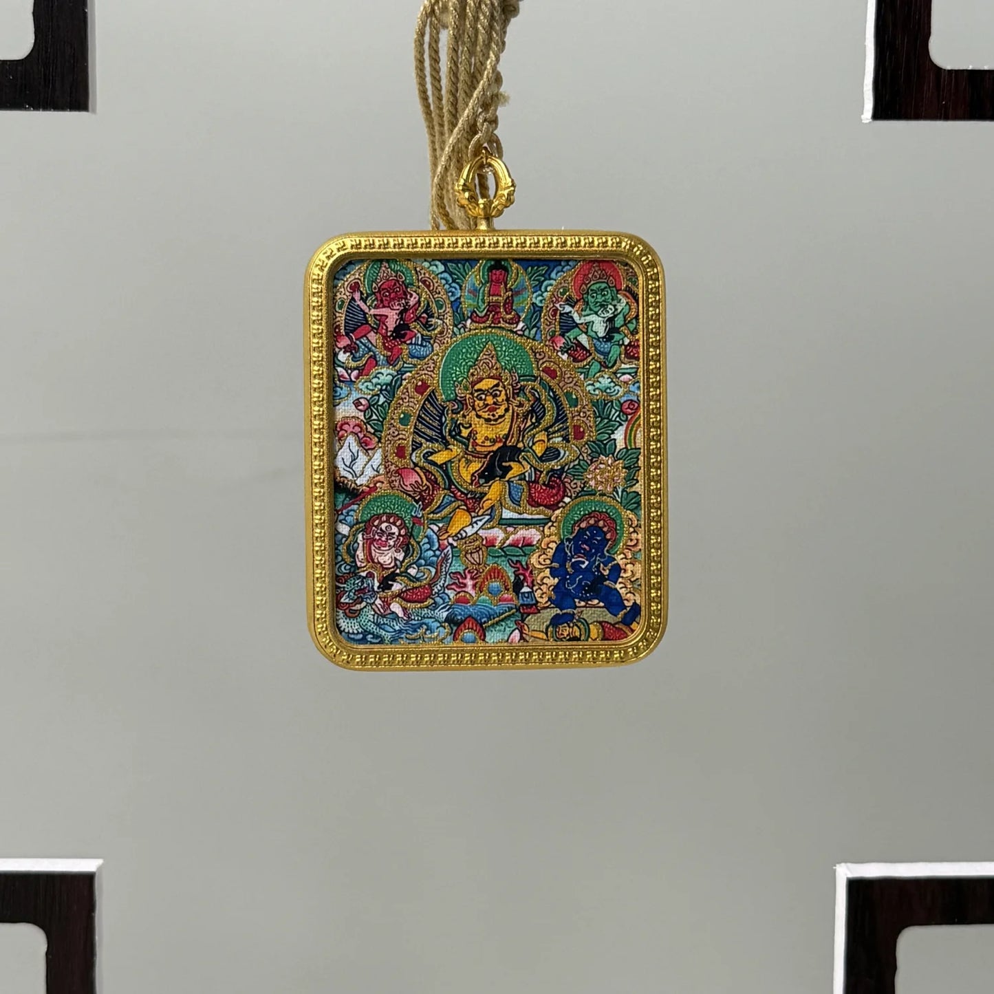 Hand-Painted Gold-Traced Tibetan Yellow Jambhala