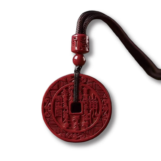 Cinnabar Shangui Coin Pendant Necklace