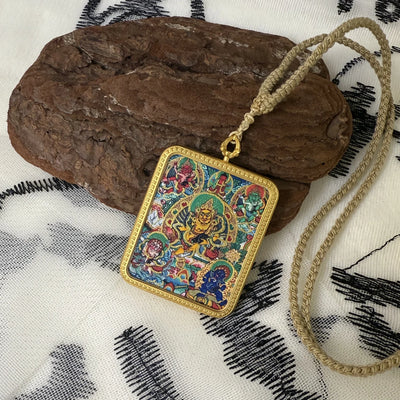 Hand-Painted Gold-Traced Tibetan Yellow Jambhala